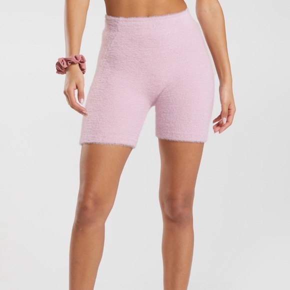 Gymshark Pants - Gym Shark Pastel Pink eyelash knit biker shorts M